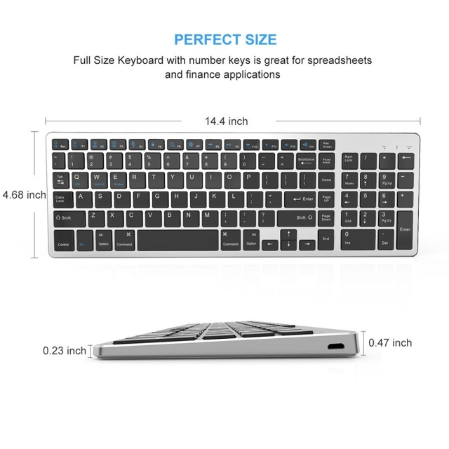 Portable Slim Keyboard Rechargeable Wireless Scissor Switch Keyboard for iPad Tablet Laptop Mac Windows