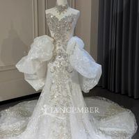 Robe de mariée sirène Jancember XS323 sans bretelles, ornée de paillettes, de cristaux et de dentelle, avec corsage en forme de cœur pour la mariée