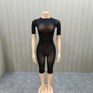 FF1499 <span class=keywords><strong>Combinaison</strong></span> moulante sexy ultra-extensible en polyester brillant pour femme, tenue de soirée transparente, <span class=keywords><strong>combinaison</strong></span> une pièce, vêtement de rue - Product Image 3