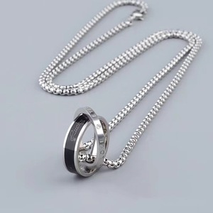 Collier Hip-Hop en Acier Inoxydable pour Homme, Pendentif Géométrique Double Anneau Résistant à la Décoloration, Chaîne de Pull pour Femme - Product Image 1
