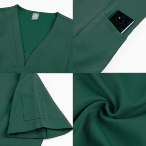 Women Hospital Scrub Set V-Neck Top And Pants Moisture Wicking Split Uniform For Medical Nursing Use - Product Image 4