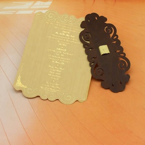 Invito a nozze/Biglietto d'auguri in <span class=keywords><strong>carta</strong></span> con farfalle e nastri tagliati al laser, stile artificiale con lamina d'oro 20.2x8.8CM - Vendita calda - Product Image 2