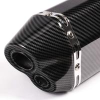 Silencieux d'échappement universel en acier inoxydable de 14,6 pouces pour motos, double sortie, motif carbone, entrée de 2 pouces (38-51 mm), soudage