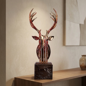 Tête de cerf personnalisée avec bois de cerf, sculpture animale, renne décoratif en métal pour table de Noël avec base carrée pour la décoration intérieure - Product Image 5