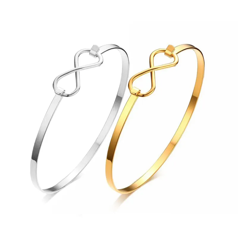2022 Personalized Cheap Factory Price Womens Minimalistic 8 Word Infinity Symbol Bangle Bracelet Jewelry