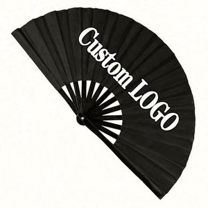 Personalized Decoration Black Large Wooden Folding Custom Printing Bamboo <b>Hand</b> <b>Fan</b> - Product Image 1