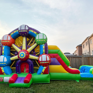 Castillo Inflable Comercial, Brincolín Inflable 5 en 1, Combo de Noria, Castillo Inflable con Tobogán - Product Image 1