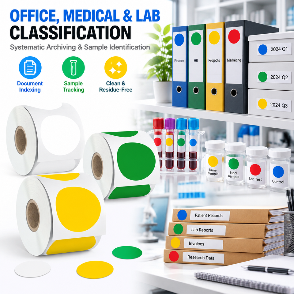 Custom Color Coding Label Roll Direct Thermal Self Adhesive Circle ...