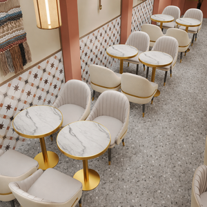 Juego de Muebles de Cafetería de Lujo, Grado Comercial, Mesas y Sillas de Comedor de Metal Dorado para Restaurante, Cafetería de Playa - Product Image 2