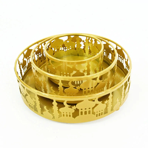 3pcs Ramadan Decor Gold Metal Food Trays Table Ornament Eid Mubarak Islamic Muslim <b>Festival</b> Party Decoration Supplies 2025 <b>Gift</b> - Product Image 2