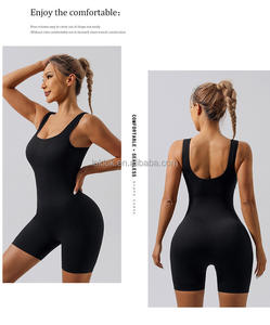 Full Bodysuit With Chest Pad Seamless Sports Fitness Jumpsuit Peach Lift Short Leggings Shapewear for Women - Product Image 4