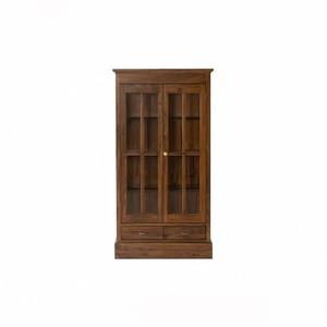 Vitrina de Madera con Puertas de Vidrio Enmarcadas, Diseño Moderno y Minimalista, Ahorro de Espacio, Mueble Hecho a Mano para Sala de Estar, Estilo Africano - Product Image 4