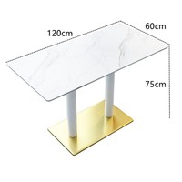 Tables de restaurant rectangulaires modernes et minimalistes en pierre de quartz personnalisées pour cafés, salons de thé, fast-foods et snack-bars décontractés