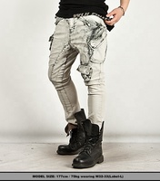 Jeans cargo skinny délavés à prix d'usine OEM, jeans blancs délavés, jeans délavés 025