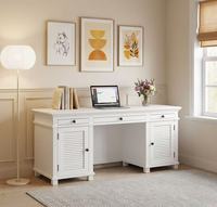 Bureau d'ordinateur moderne pour cadre dirigeant avec tiroirs et armoire, en bois de pin massif et MDF, écologique, gain de place, pour usage domestique ou professionnel