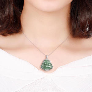 Pendentif Bouddha en jadéite naturelle du Myanmar, bijoux pour femmes en argent S925, style chinois, cadeau avec certificat d'évaluation D364 - Product Image 4