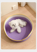 Lit pour chat en forme ovale en coton tissé doux et moderne pour la maison, populaire, pour chiens et chats, lavable à la main, toutes saisons