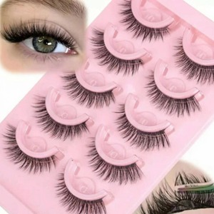 En gros, Faux cils auto-adhésifs pré-collés réutilisables, doux 3D en éventail, ensemble de cils en grappe, lot combiné - Product Image 4