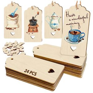 24pcs DIY Unfinished Small Wood <b>Hearts</b> Cutout Slices Engraved Crafts Wooden Ornaments Blank <b>Hanging</b> Pendants for Paint & Gift - Product Image 1