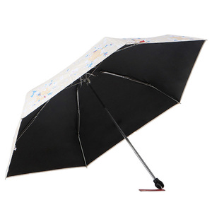 Noir Résistant AUX UV Revêtement Mini Poche Pluie Soleil <span class=keywords><strong>Écologique</strong></span> 5 Fois <span class=keywords><strong>Parapluie</strong></span> Avec Poignée - Product Image 3