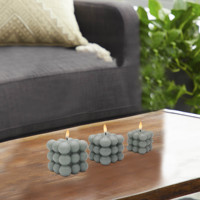 Candela LED Senza Fiamma in Cera Vera, Decorazione per la Casa, Cubo a Bolle, Funzionamento a Batteria