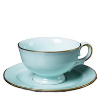Service de vaisselle complet en porcelaine bleu ombré de Jingdezhen, orné de dorure sous glaçure, style chinois moderne, avec boîte cadeau en valise