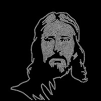 Jésus visage pochoir Portrait strass modèle Hot Fix fer chrétien Patch jésus strass transfert Motif Applique fait verre