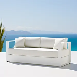Modern aluminum outdoor furniture frame love seat sofa garden patio white sofas furniture water proof fabric