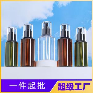 Botellas de Hidrosol de Plástico PET de 100ml y 150ml, Color Ámbar, con Hombro Inclinado, Recargables para Cosméticos, Botella para Loción Corporal con Bomba Dosificadora - Product Image 5