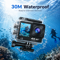 Caméra d'action 4K Ultra HD WiFi étanche 30m, double écran tactile, caméra sportive, fixation pour casque, enregistreur vidéo, plongée, cyclisme