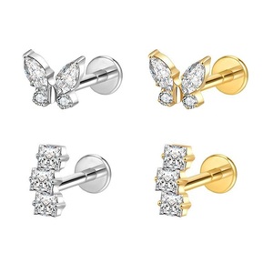 التيتانيوم 16 قياس ثقب Labret تيتانيوم الزركون الغضروف اللولب ثقب الزنمة أقراط ثقب المجوهرات - Product Image 1