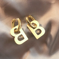 Catalogue de luxe en acier inoxydable boucle d'oreille célèbre lettre B boucles d'oreilles classique goutte boucle d'oreille femmes mode bijoux fins