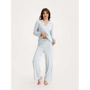 Custom Breathable <b>Knitted</b> Women's Lightweight Sleepwear Cotton Sleepwear Women Tencel Modal Pajama Set Vietnam Wholesale - Product Image 1