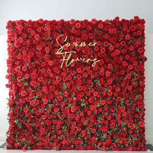 Muro <span class=keywords><strong>de</strong></span> Flores <span class=keywords><strong>de</strong></span> Seda Rojas para Decoración <span class=keywords><strong>de</strong></span> Bodas, Fondo para Fotos y <span class=keywords><strong>Videos</strong></span>, Flores Artificiales - Product Image 4