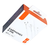 Boîte à languettes volantes en papier 350g imprimée écologique personnalisée avec insert en carton pour batterie externe écouteur paquet de câble de données à dents bleues