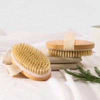 Brosse de massage ovale moderne en bambou de haute qualité pour le corps, exfoliante, pour la douche, pour peaux sèches, en poils de porc, pour le bain