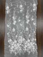 Tissu en dentelle blanche à sequins et perles en gros