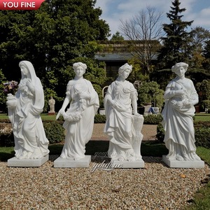 Statue in marmo bianco a grandezza naturale degli Dei delle Quattro Stagioni Greche per Giardino Esterno in Vendita - Product Image 1