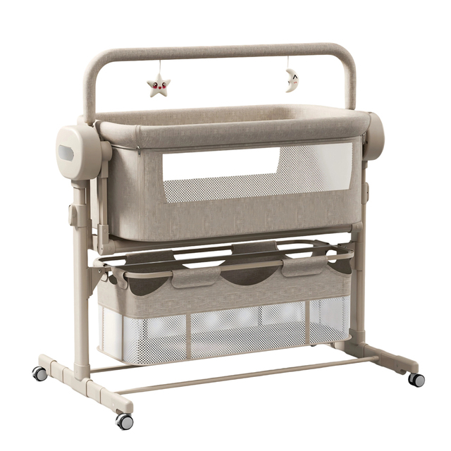 Adjustable Height Foldable Baby Crib Diaper Changing Table Kids' Bedding with Care Features
