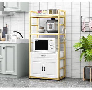 Étagère <span class=keywords><strong>d</strong></span>'<span class=keywords><strong>angle</strong></span> de cuisine multi-niveaux du sol au plafond pour four à <span class=keywords><strong>micro</strong></span>-ondes - Product Image 3