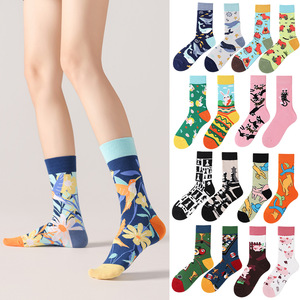 Chaussettes en coton pour hommes, femmes et couples, style streetwear hip-hop, motif canard mandarin asymétrique, ODM - Product Image 1