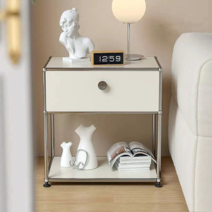 <span class=keywords><strong>Table</strong></span> de chevet modulaire en acier inoxydable de style médiéval, tête de lit de chambre <span class=keywords><strong>à</strong></span> coucher Bauhaus, armoire étroite, armoire de <span class=keywords><strong>rangement</strong></span>, armoire latérale - Product Image 1