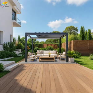 פרגולות וגזיבו מודרניים קבועים מאלומיניום לגינה, עמידים למים עם גג מתכוונן וקשיח. - Product Image 4