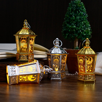 Lanterne décorative de style islamique Ramadan, hexagonale, sans flamme, en argent et or, de luxe, pour la décoration de la maison, en plastique, religieuse