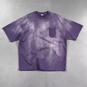 Camiseta personalizada para hombre, estilo oversized, con efecto ácido, retro, lavada, vintage, desgastada, con diseño estampado, estilo streetwear, con bolsillos falsos. - Product Image 3