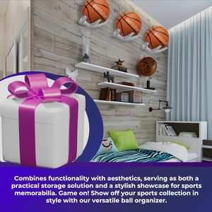 Support mural sécurisé pour ballon de sport en résine blanche de qualité supérieure Hold My Ball pour basket-ball, football, soccer, affichage pour garage - Product Image 2