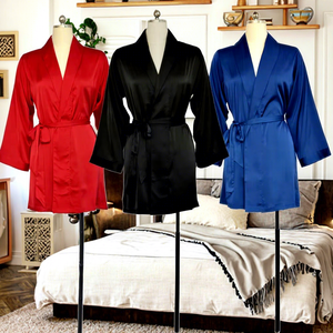 Donne matrimonio di lusso <span class=keywords><strong>sposa</strong></span> damigella d'onore festa in raso in Chiffon accappatoio scialle collo Kimono accappatoio - Product Image 1