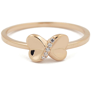 Anillo de Oro con Mariposa Pequeña ZS0010R con Circonita Cúbica, Joyería Fina de Oro Sólido de 18K para Mujer - Product Image 1