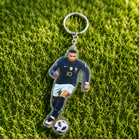 Porte-clés en acrylique imprimé double face avec figurine humanoïde de la star du football Ronaldo, cadeau pour les fans de sport, fabriqué en Chine