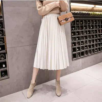 फैशन स्टाइलिश अधिक रंग विकल्प अच्छी गुणवत्ता महिलाओं उच्च कमर औपचारिक लंबी मैक्सी Pleated स्कर्ट स्कर्ट